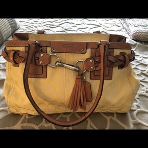Yellow and Brown signature Coach handbag
